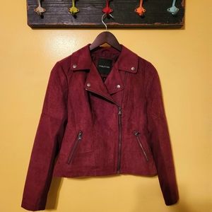 Maurices Burgundy Faux Suede Moto Jacket